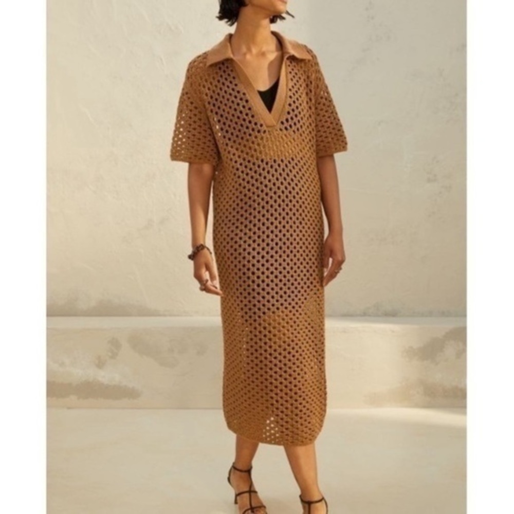 NWOT Brown Crocheted Dress